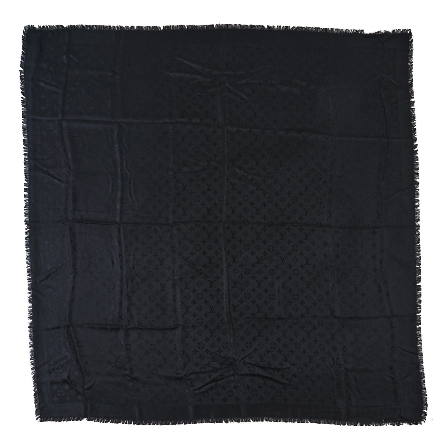 Louis Vuitton Silk Wool Monogram Shawl Black 1 of 4