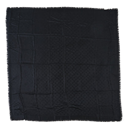 Louis Vuitton Silk Wool Monogram Shawl Black 1 of 4