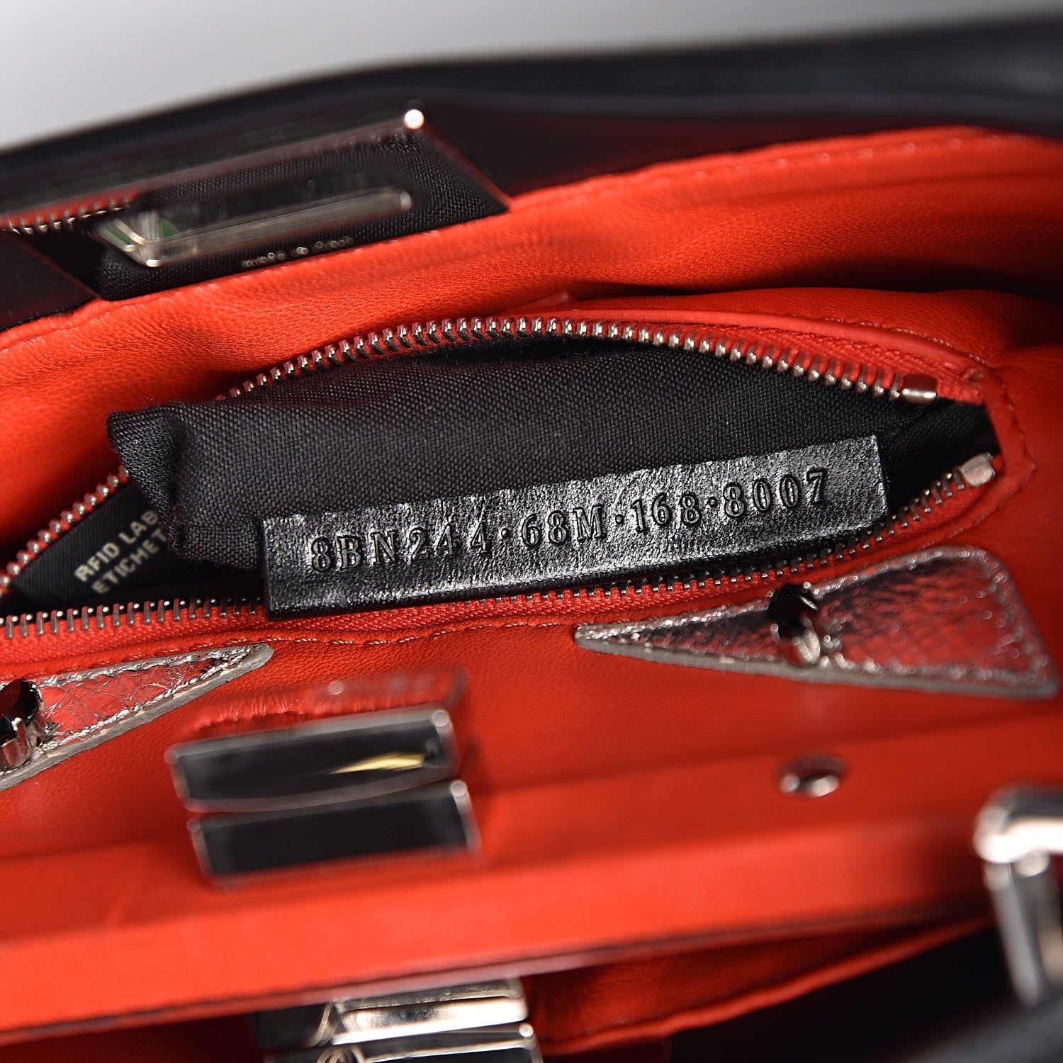 Fendi Nappa Karung Monster Eyes Mini Peekaboo Iconic Satchel Black Papavero 8 of 11