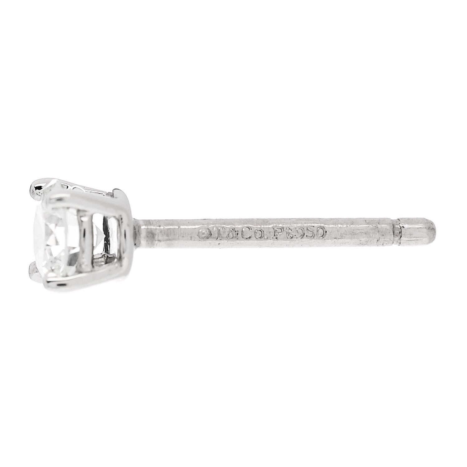 Tiffany Platinum Diamond .27ctw Solitaire Earrings 4 of 5