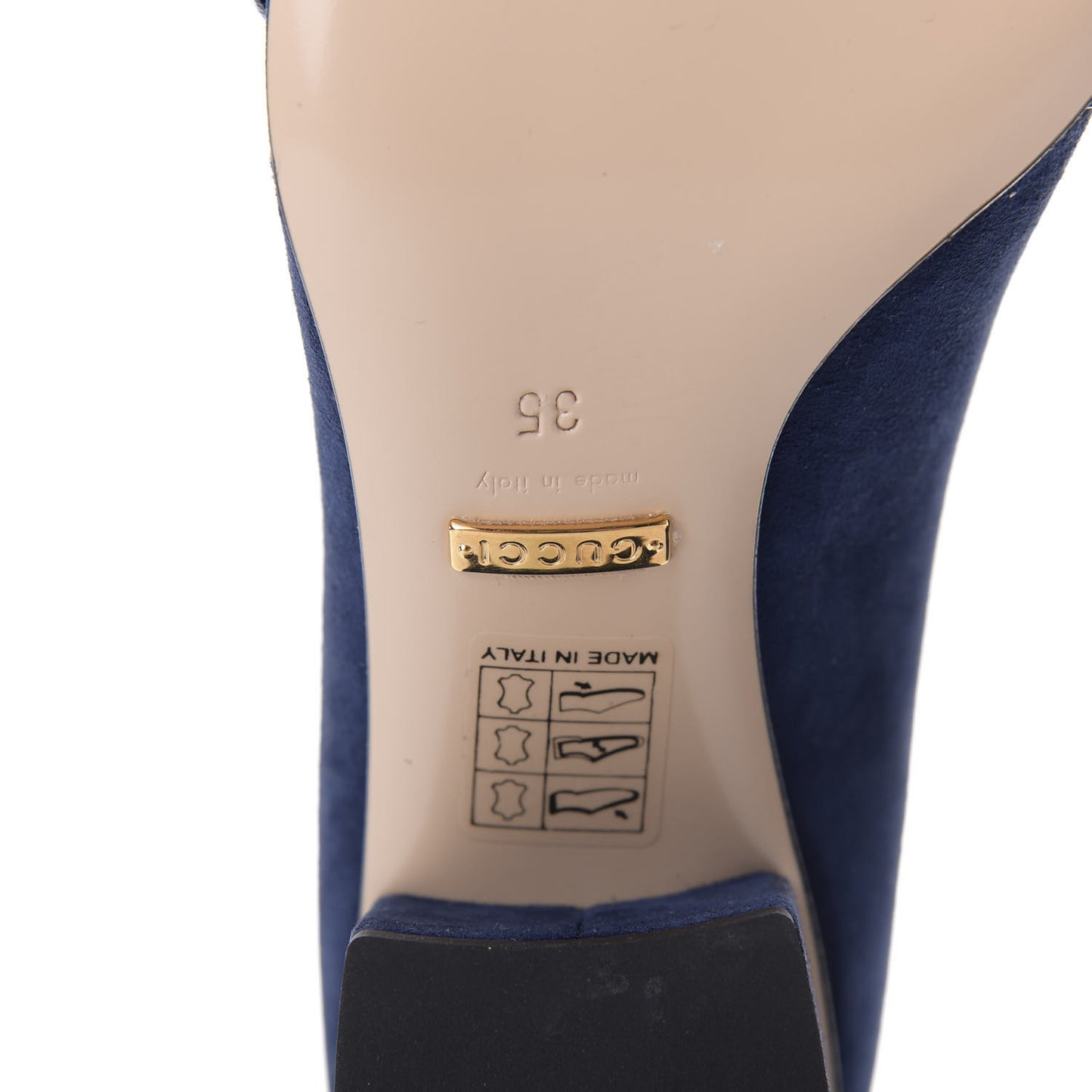 Kid Scamosciato GG Marmont Fringe 50mm Loafer Pumps 35 Blue Ink