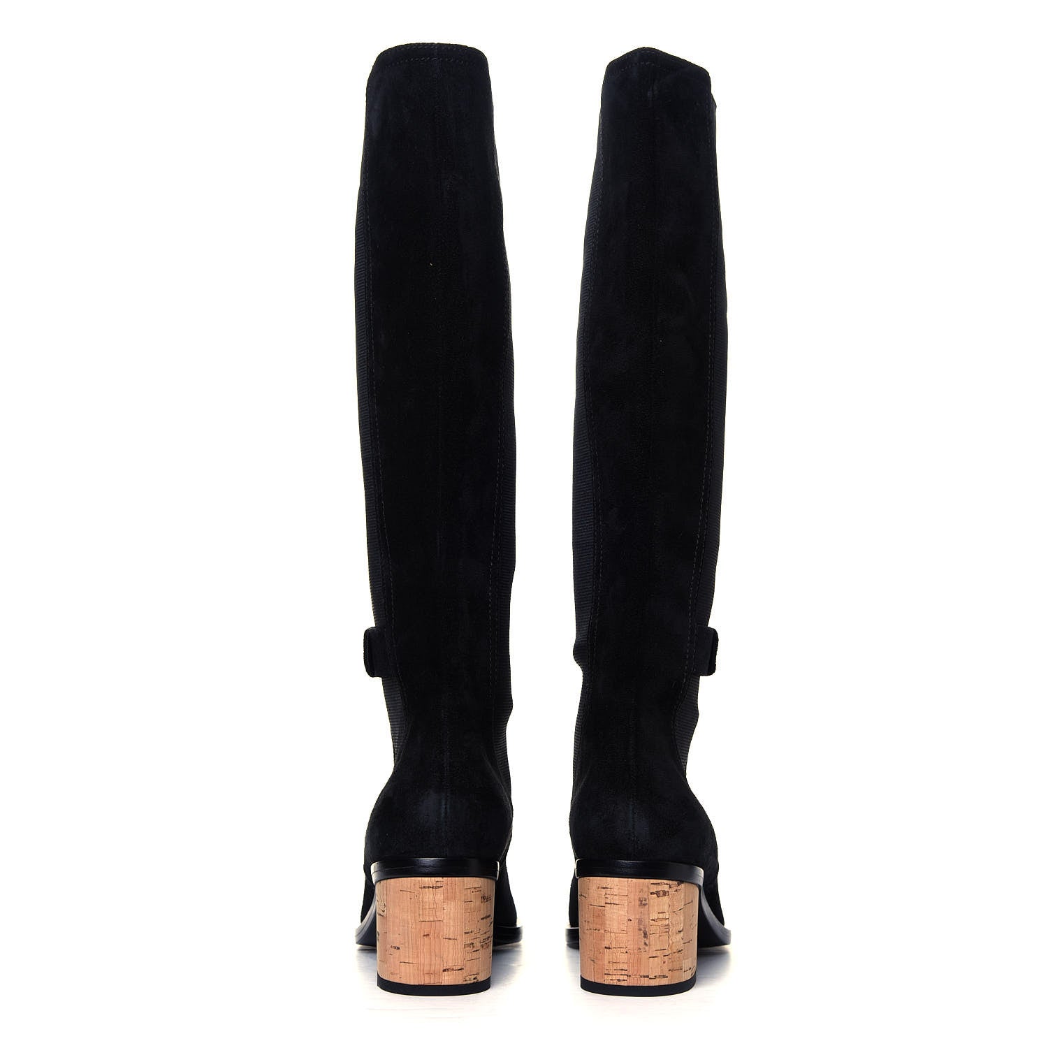 Chanel Suede Patent Calfskin CC Cork Cap Toe Tall Boots 39.5 Black 5 of 6