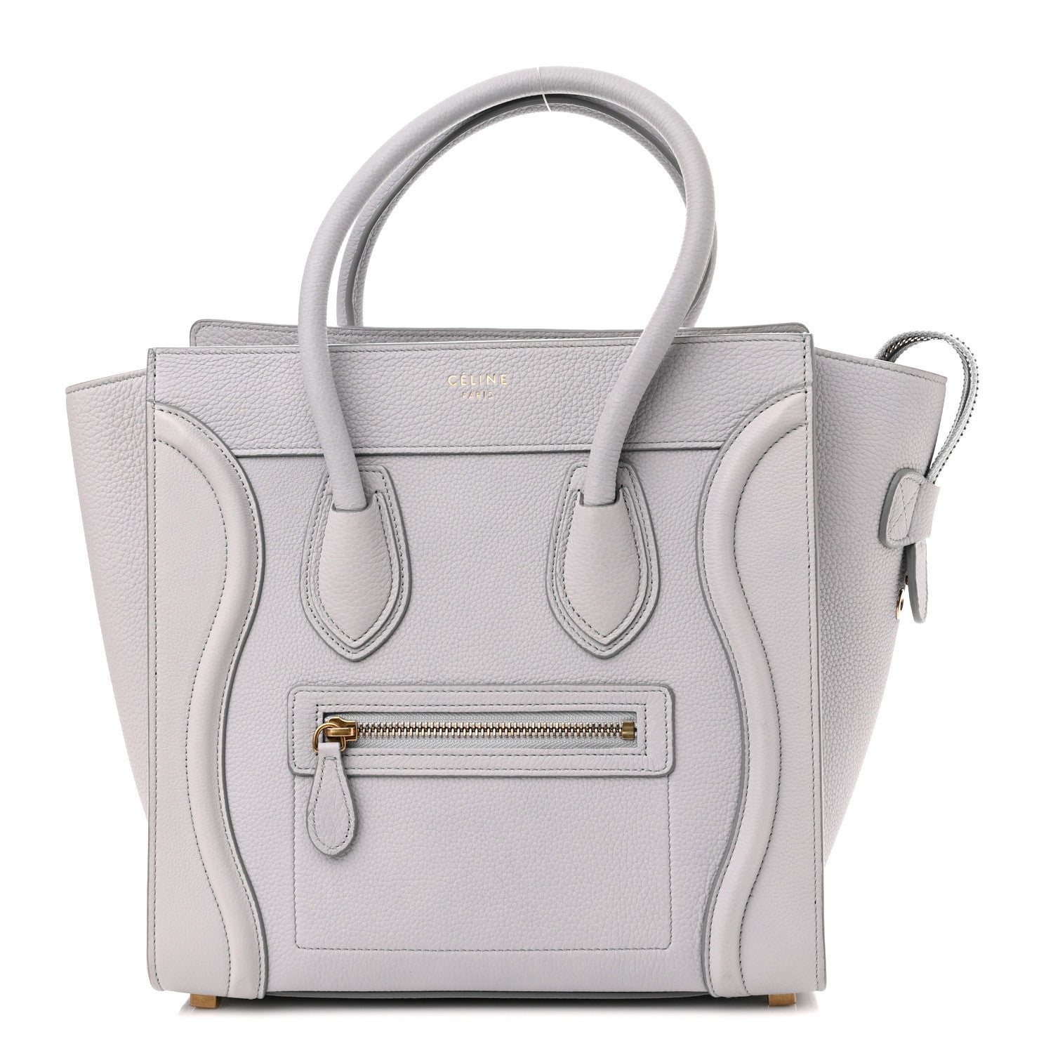 Celine Drummed Calfskin Micro Luggage Light Grey 1 of 10
