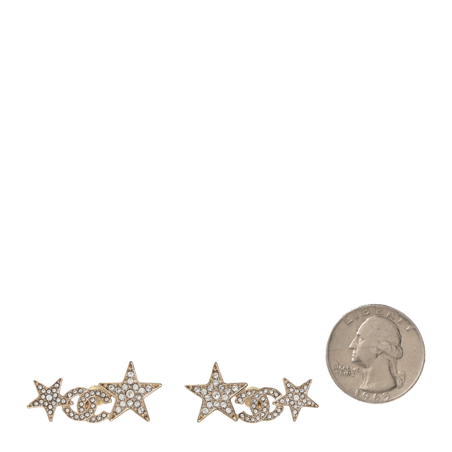 Chanel Crystal Star CC Earrings Gold 2 of 5