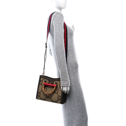 Gucci Monogram Jumbo GG Textured Dollar Calfskin Small Diana Tote Bag Camel Ebony New Acero Pomegranate Red 2 of 13
