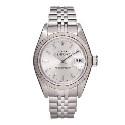 Rolex Stainless Steel 18K White Gold 26mm Oyster Perpetual Datejust Watch Silver 79174 1 of 6