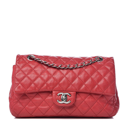 Chanel Washed Caviar Quilted Medium Double Flap Red 1 of 14