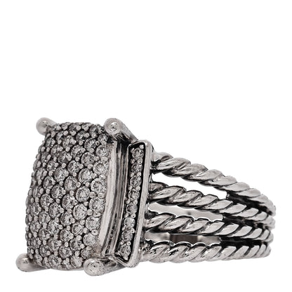 David Yurman Sterling Silver Diamond 16mm Wheaton Ring 62 10 3 of 6