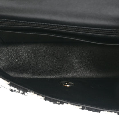 Chanel Tweed Quilted Mini Rectangular Flap Black Ecru White 5 of 10