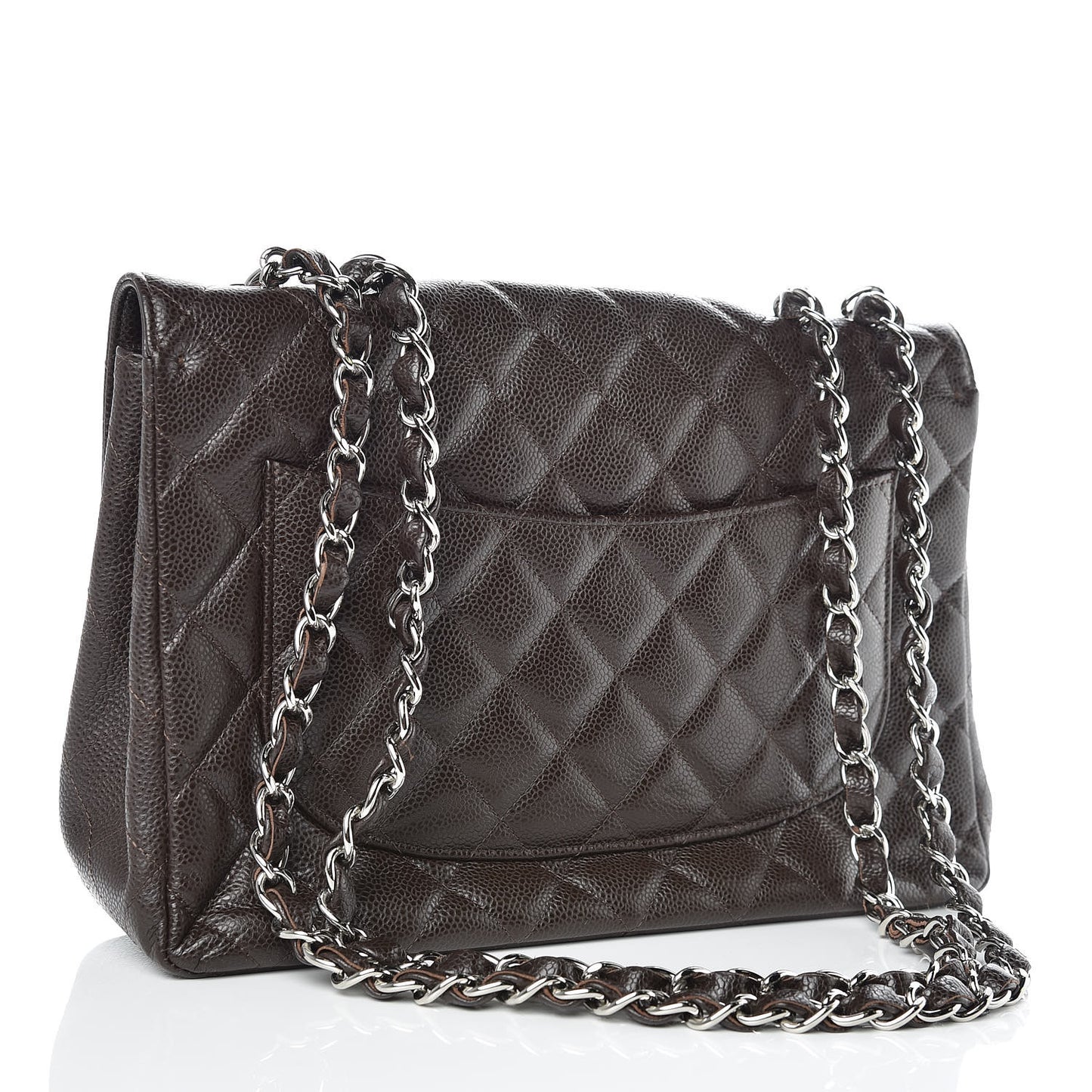 Caviar Quilted Jumbo Single Flap Dark Brown