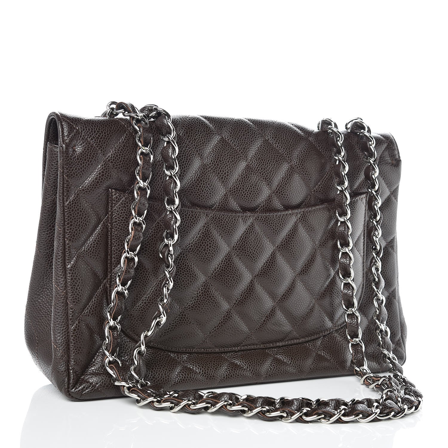 Chanel Caviar Quilted Jumbo Single Flap Dark Brown 4 of 13
