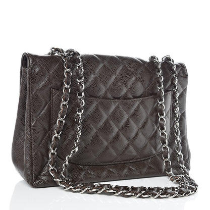Chanel Caviar Quilted Jumbo Single Flap Dark Brown 4 of 13
