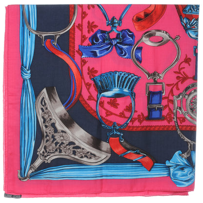 Hermes Cashmere Silk Etriers Shawl GM 140 Rose Indien 6 of 9