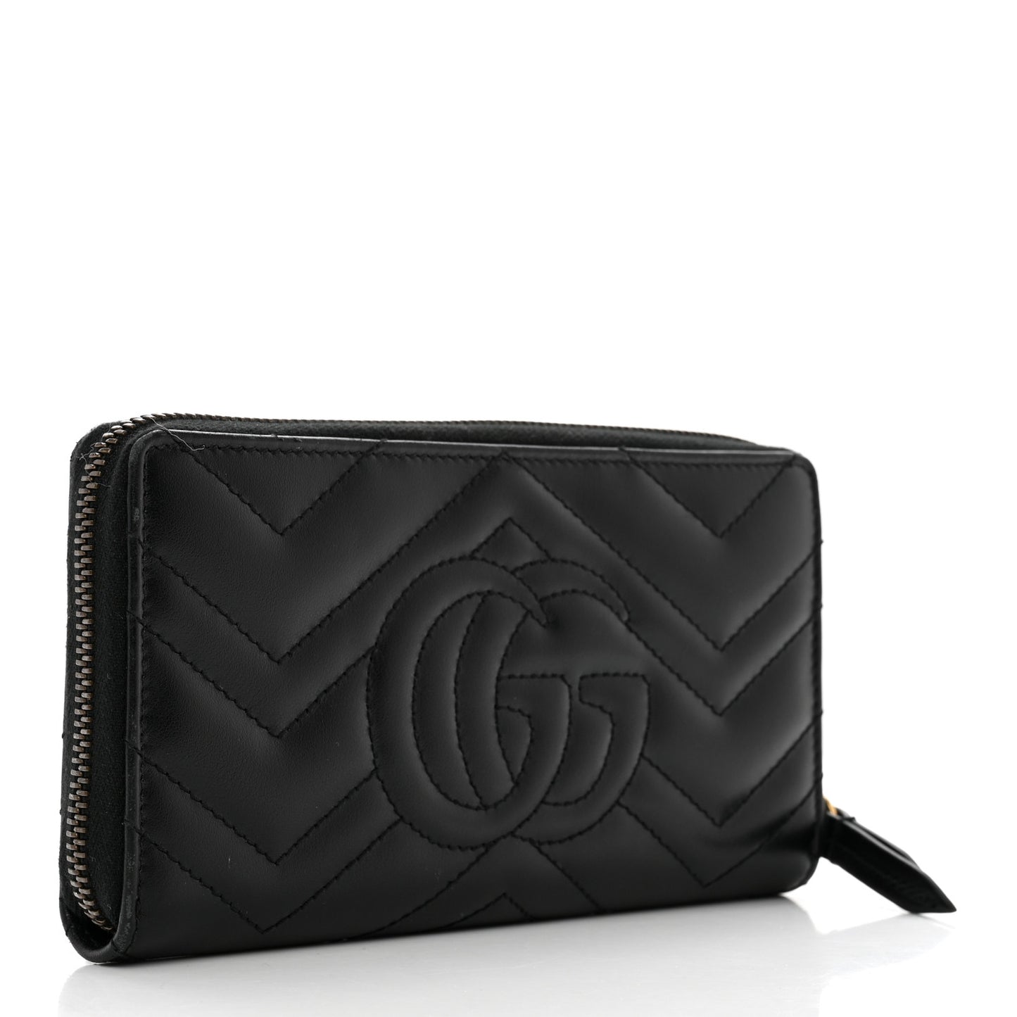 Calfskin Matelasse GG Marmont Zip Around Wallet Black