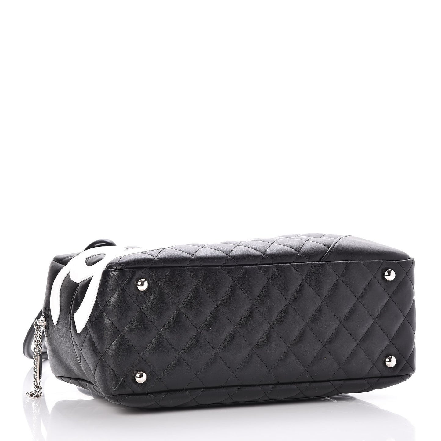 Calfskin Quilted Large Cambon Bowler Black White