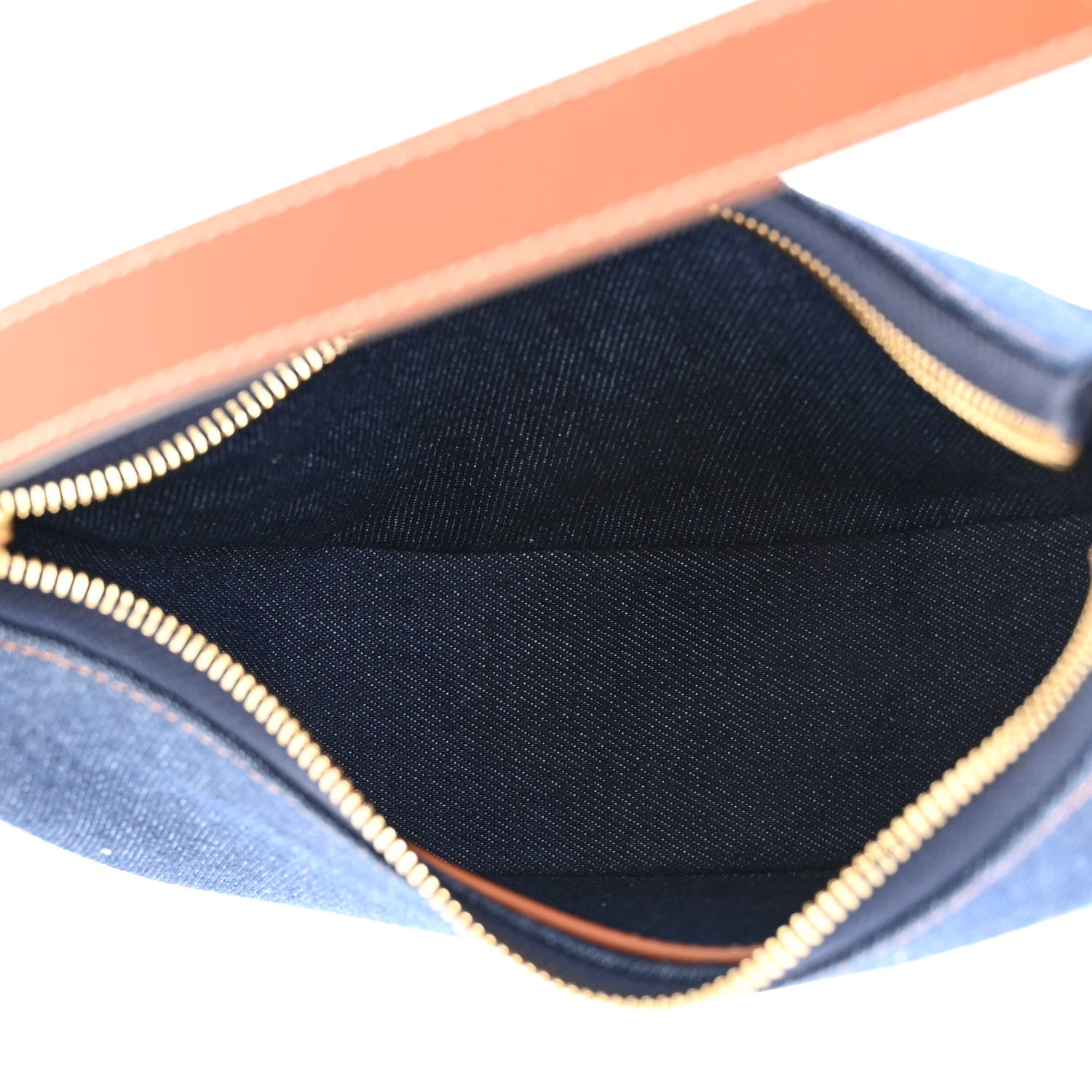 Celine Denim Ava Shoulder Bag Navy Tan 5 of 9