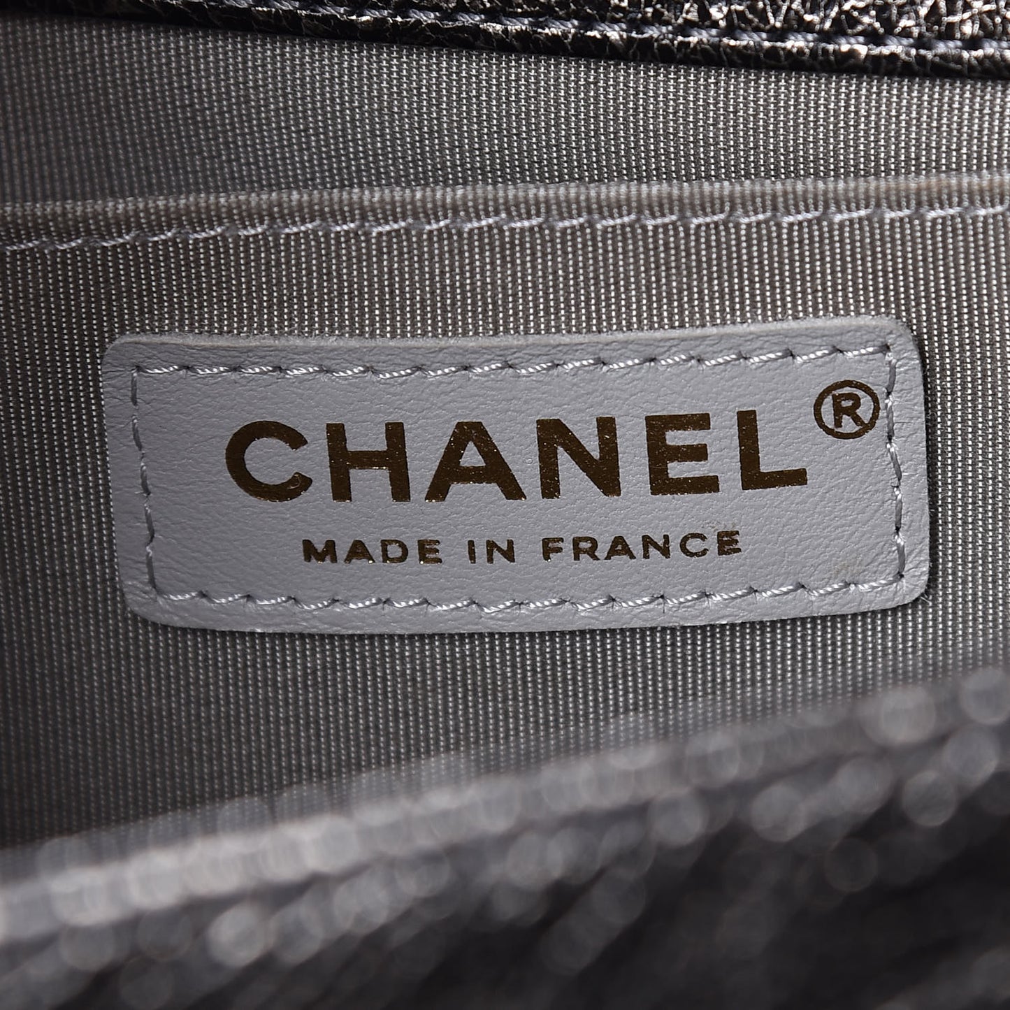 Cracked Metallic Calfskin Quilted Medium Boy Flap Dark Silver