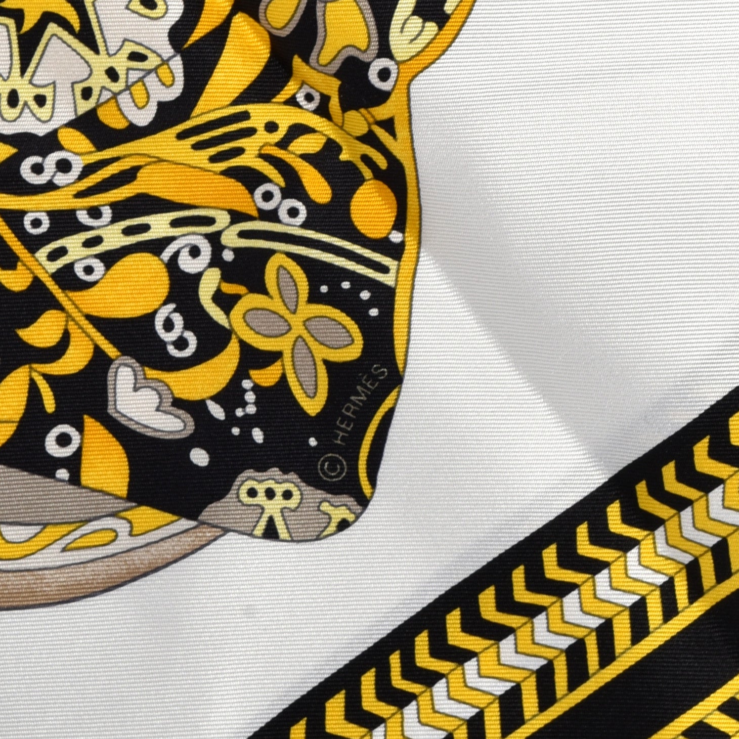 Hermes Silk Selle Des Steppes Scarf 90 White Or Black 4 of 10