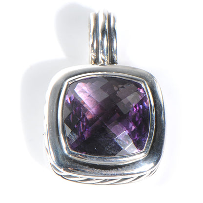 David Yurman Sterling Silver Albion Amethyst Pendant 14mm 1 of 5