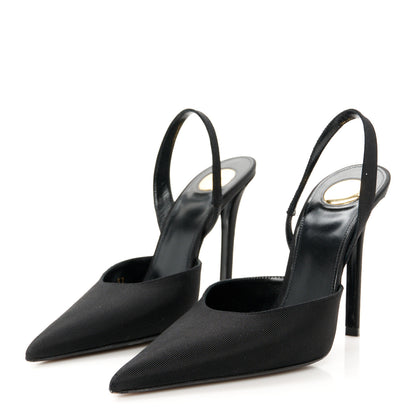 Saint Laurent Grosgrain Penelope Slingback Pumps 37 Black 4 of 10