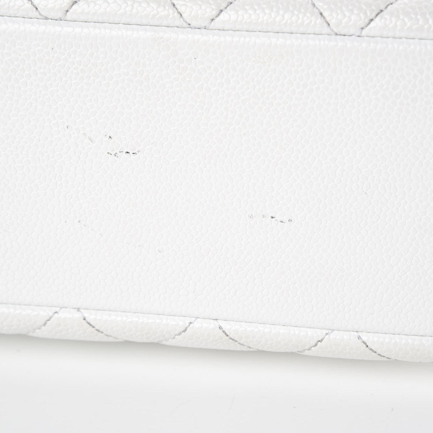 Caviar Quilted Petit Shopping Tote PST White