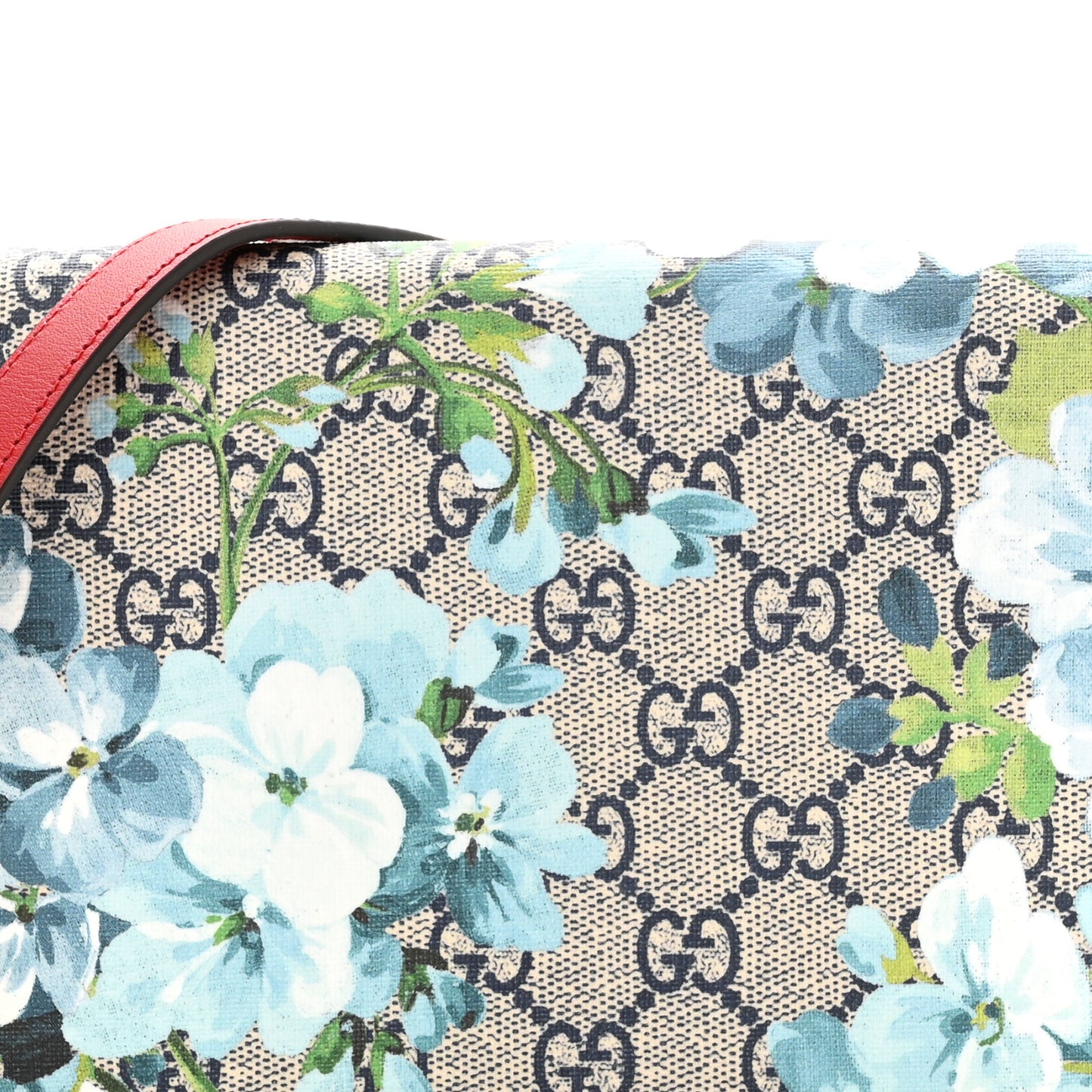 GG Supreme Monogram Blooms Chain Wallet Blue