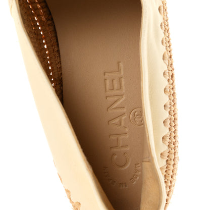 Chanel Lambskin Grosgrain CC Espadrilles 38 Beige Black 8 of 10