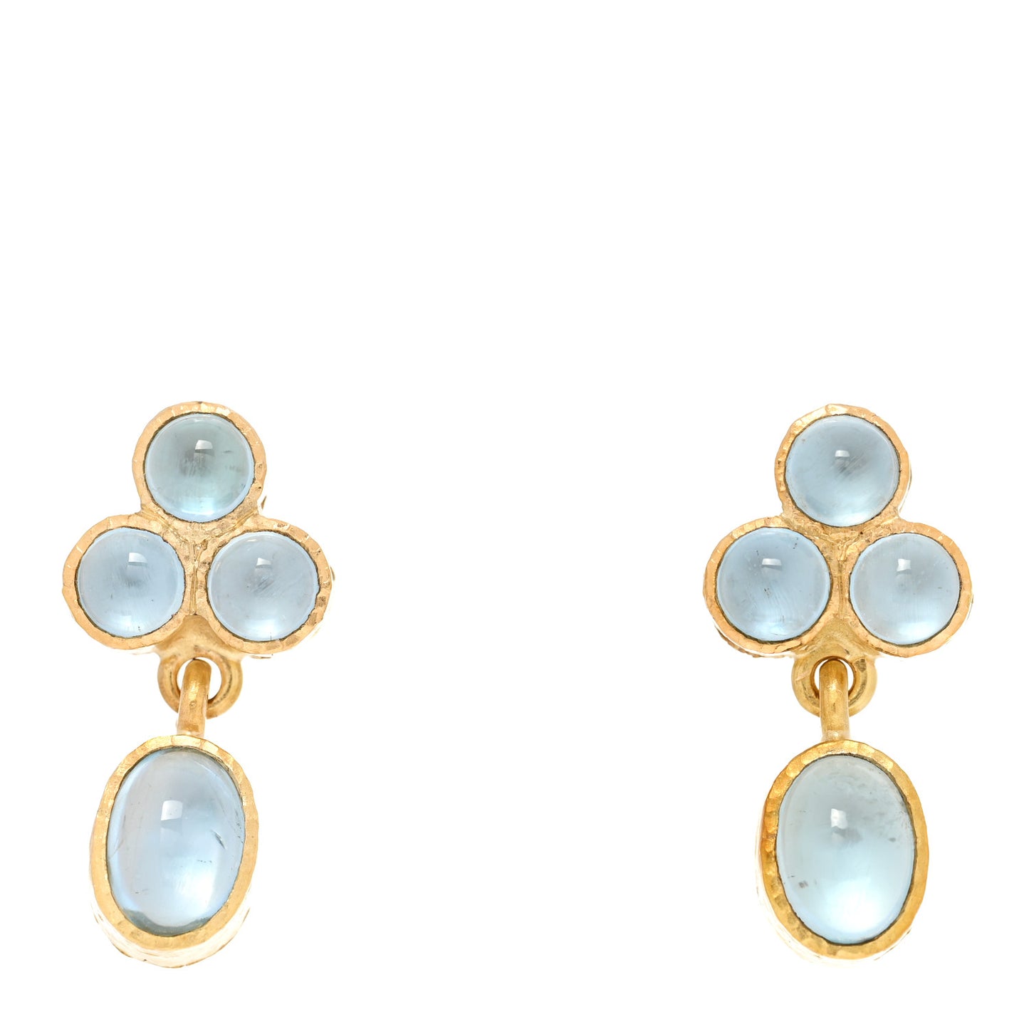 19K Yellow Gold Aquamarine Drop Earrings