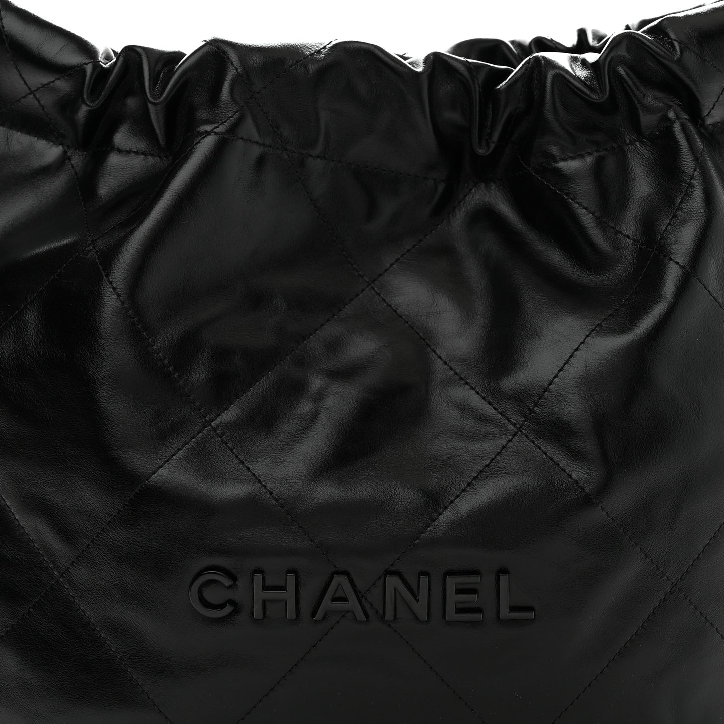 Shiny Calfskin Quilted Small Chanel 22 So Black