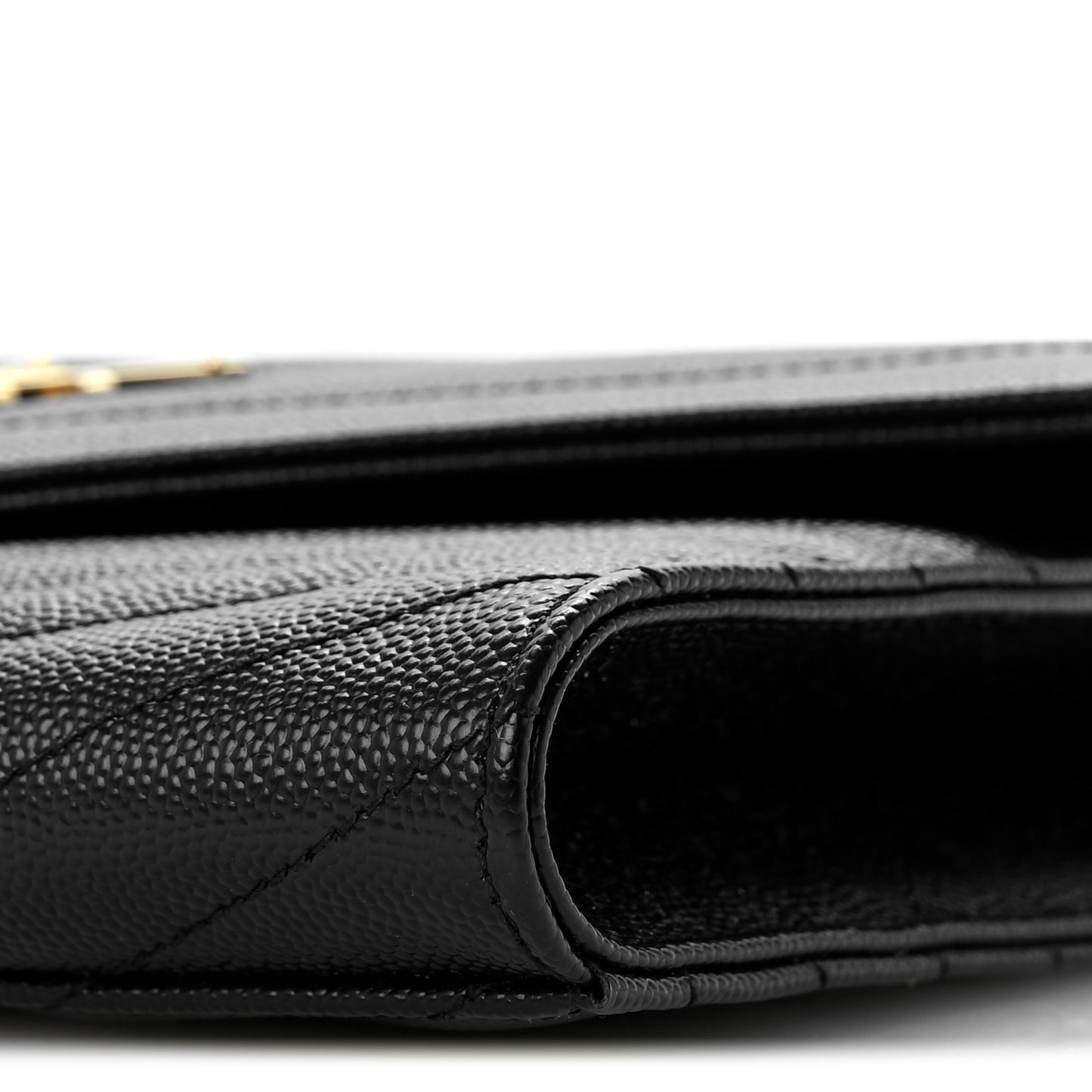 Grain De Poudre Matelasse Chevron Monogram Envelope Clutch Black