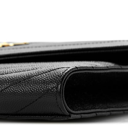 Saint Laurent Grain De Poudre Matelasse Chevron Monogram Envelope Clutch Black 10 of 12