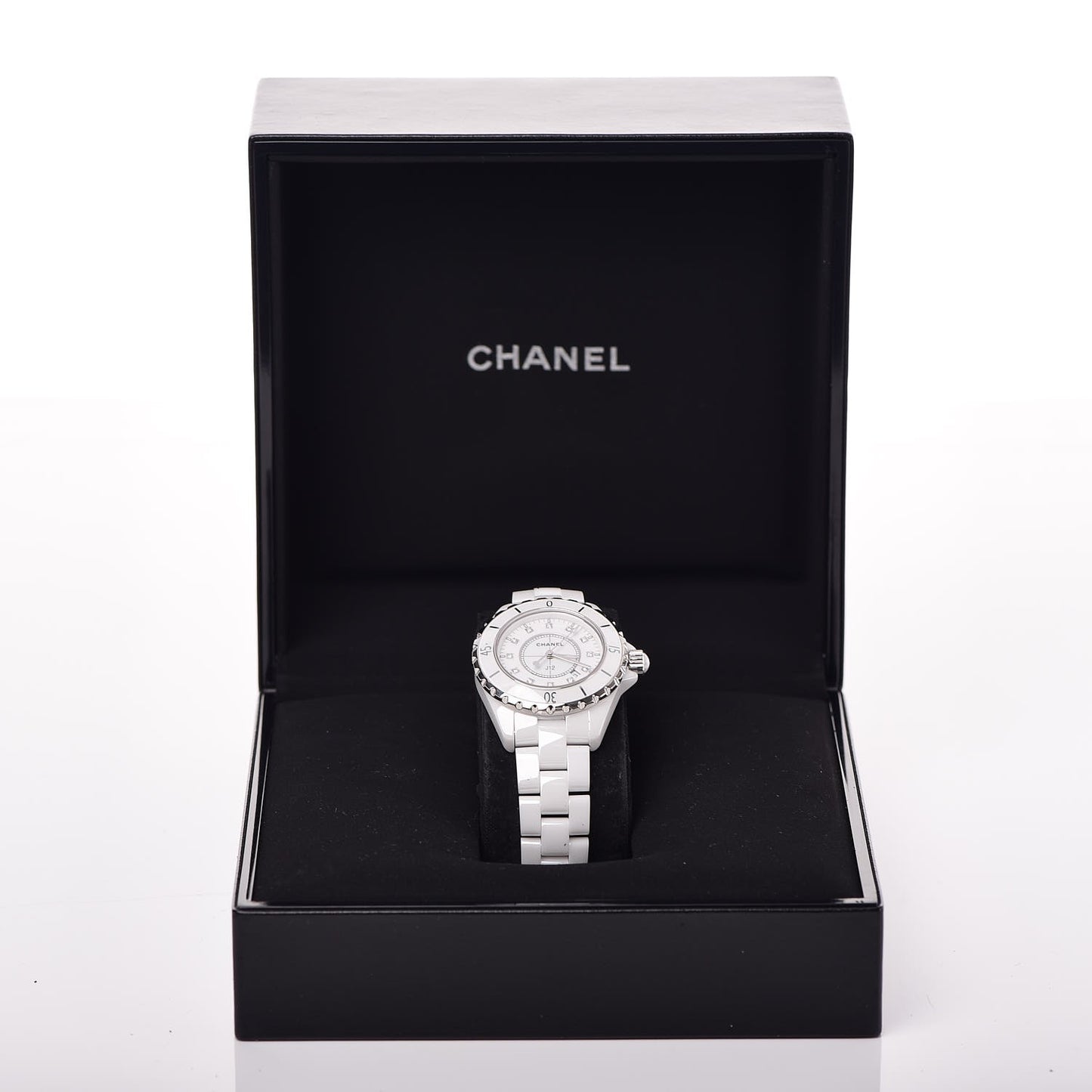 Stainless Steel Ceramic Diamond 33mm J12 Quartz Watch White