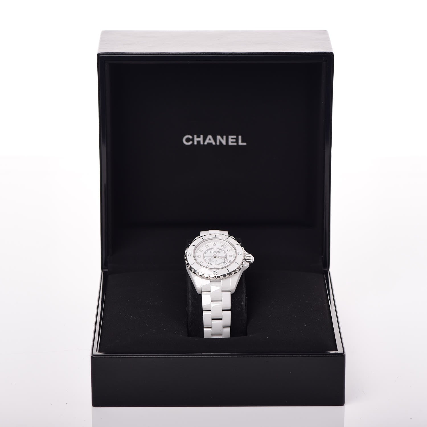 Chanel Stainless Steel Ceramic Diamond 33mm J12 Quartz Watch White 8 of 8