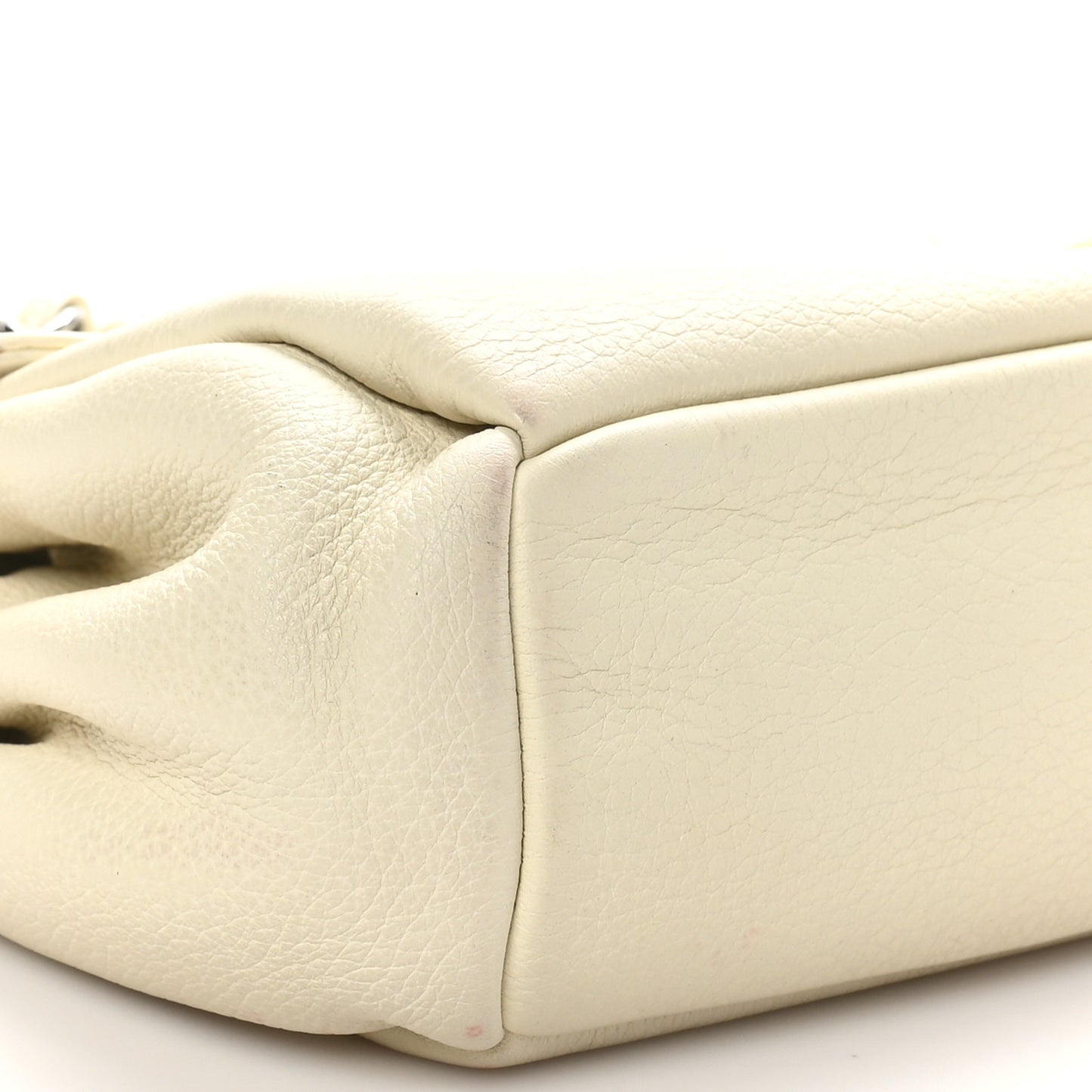 Calfskin Stitched Accordion Flap White