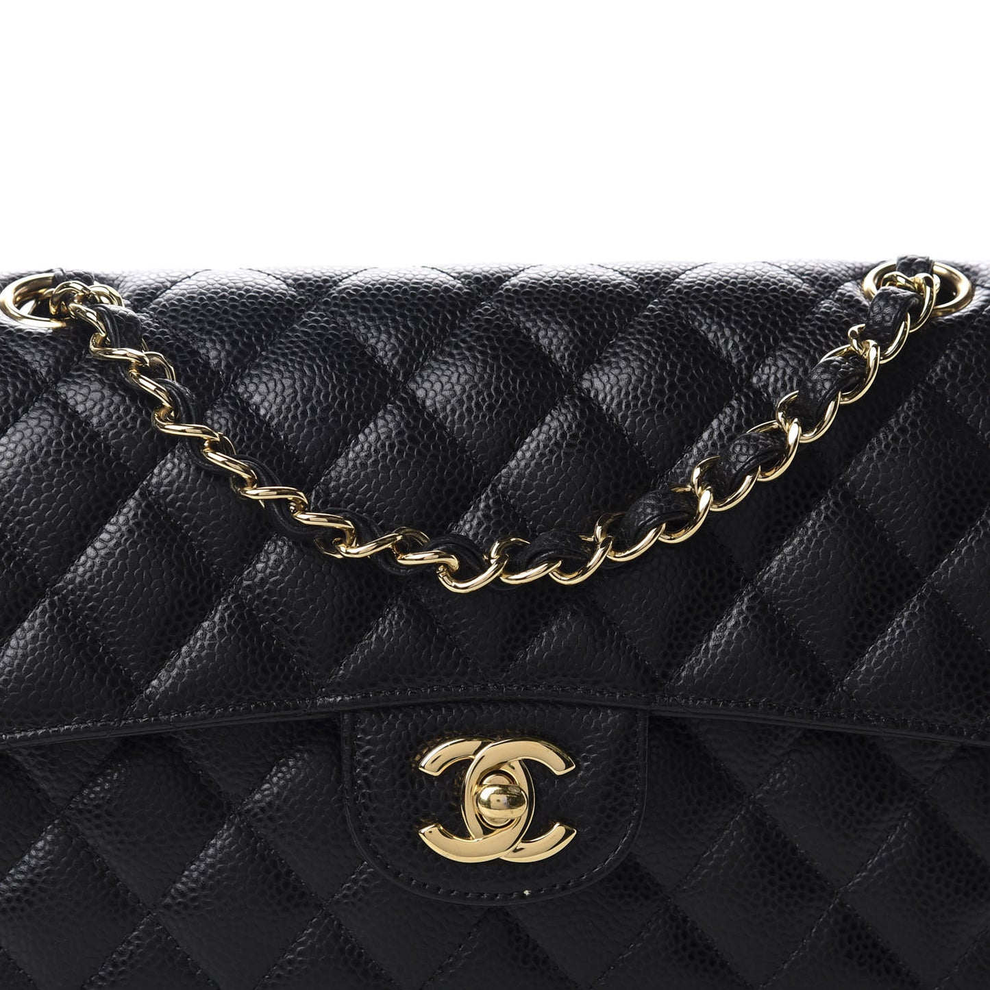 Caviar Quilted Small Double Flap Black