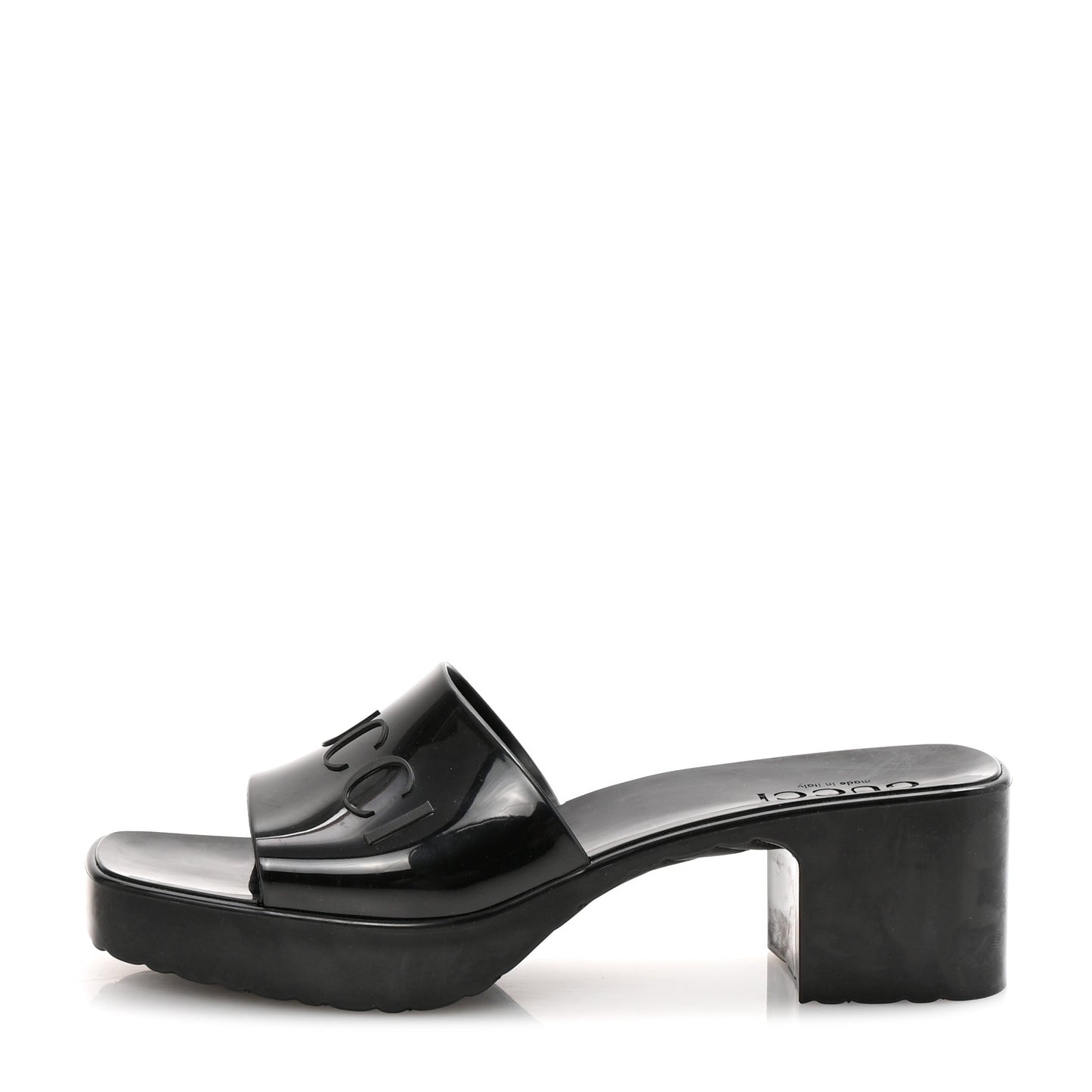 Rubber Gucci Logo Womens Platform 20/60mm Slide Sandals 38 Black