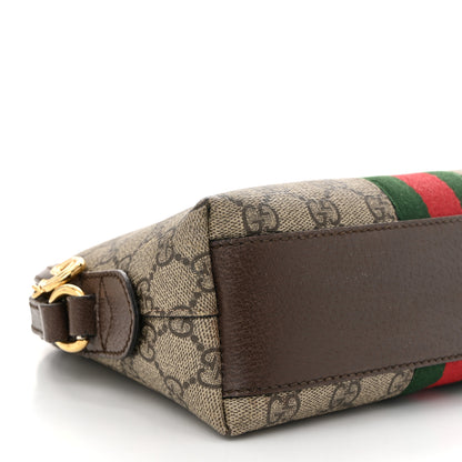 Gucci GG Supreme Monogram Textured Dollar Calfskin Web Small Ophidia Dome Shoulder Bag Beige Ebony New Acero 9 of 10