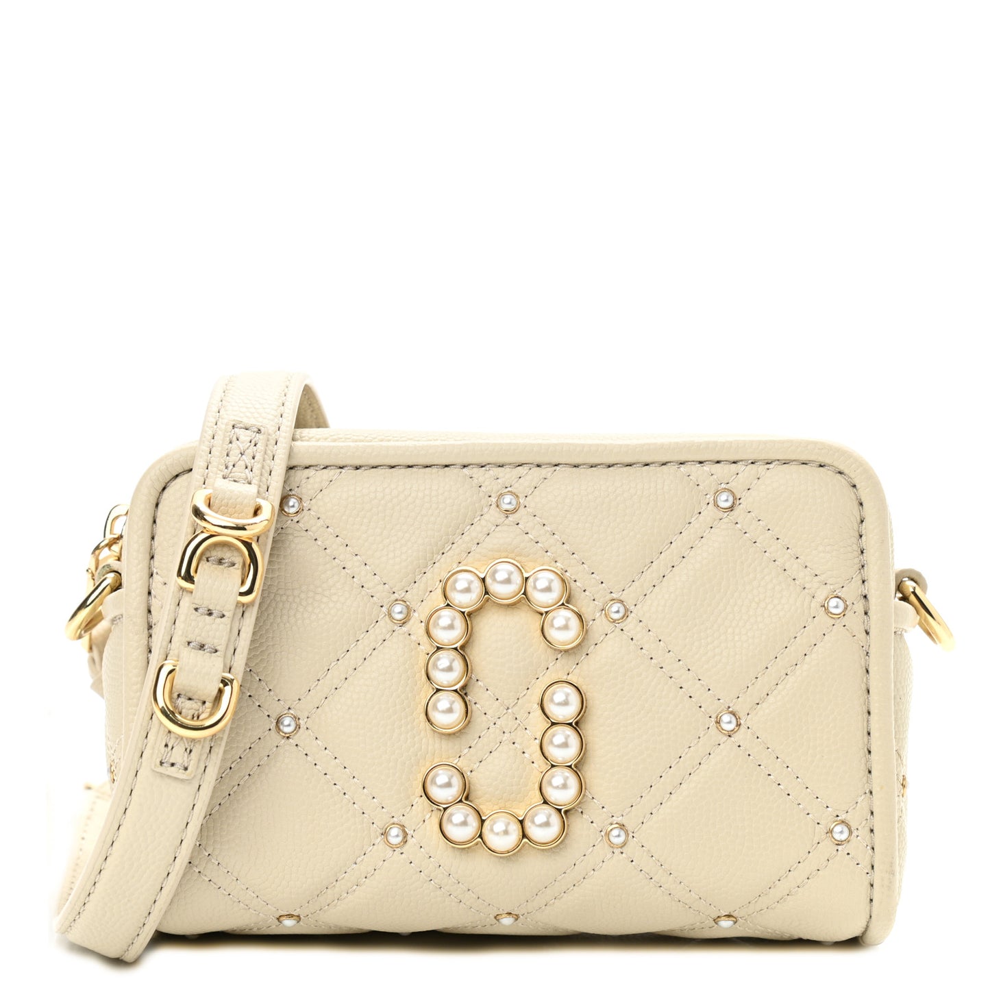 Calfskin Quilted Pearl The Softshot 17 Crossbody Oatmilk