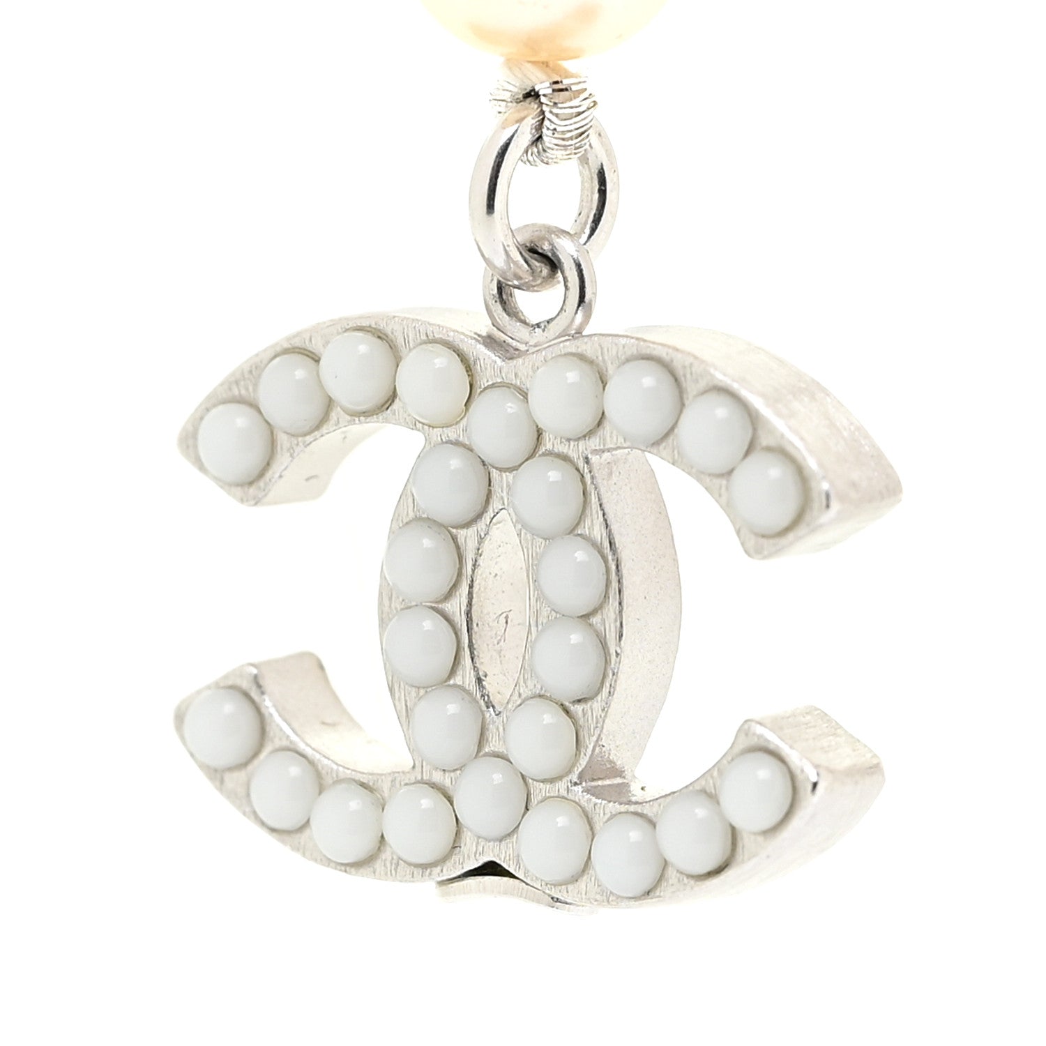 Chanel Pearl CC Long Necklace Silver 4 of 6