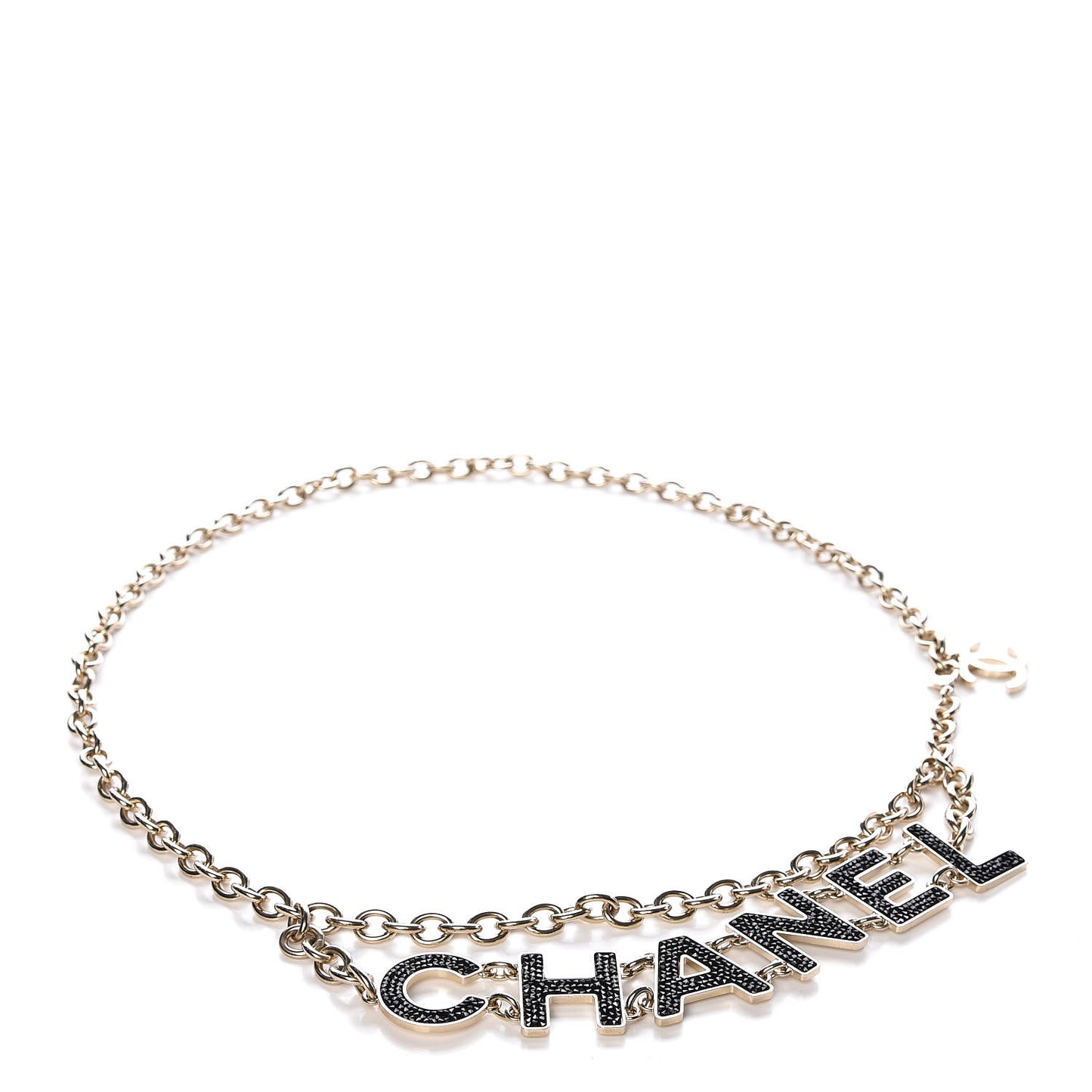 Crystal Logo Belt Black Gold