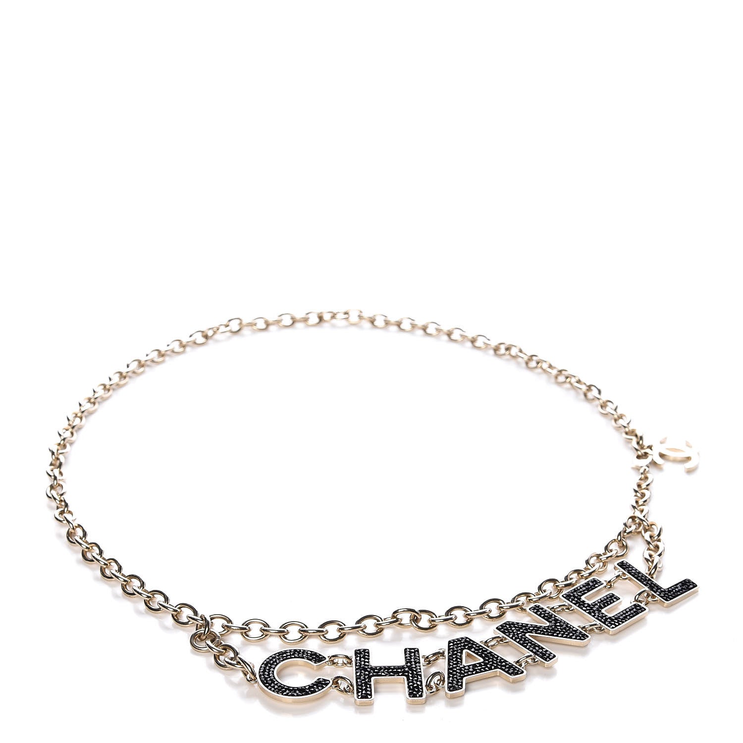Chanel Crystal Logo Belt Black Gold 1 of 6