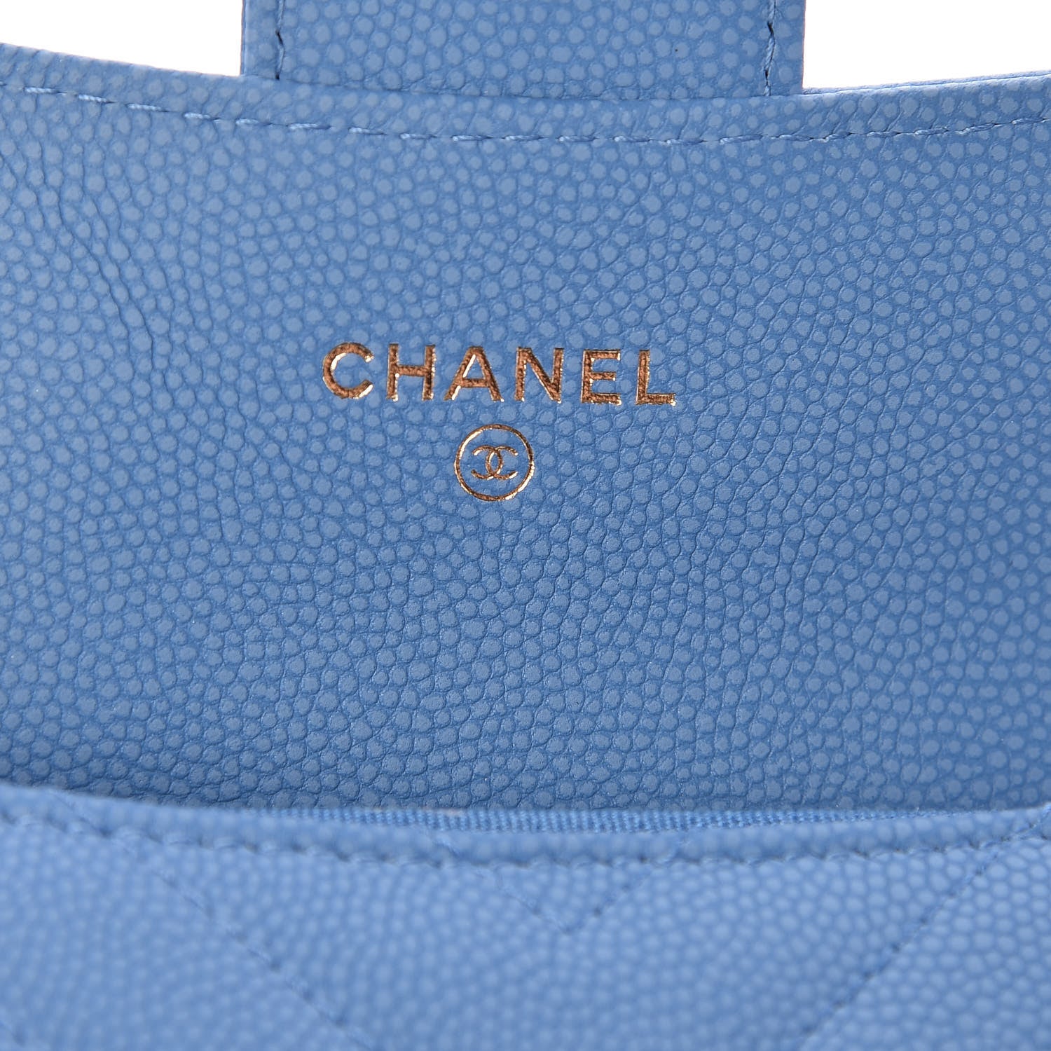 Chanel Caviar Chevron Quilted Card Holder Blue 6 of 9