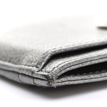 Chanel Metallic Goatskin CC Button Card Holder Silver 7 of 14