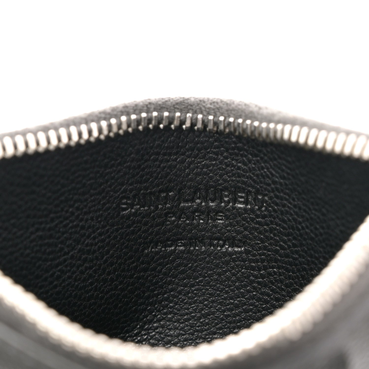 Saint Laurent Grained Calfskin 5 Fragments Zip Pouch Card Holder Dark Grey 6 of 8