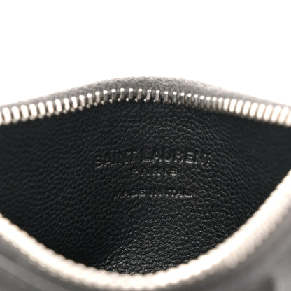 Saint Laurent Grained Calfskin 5 Fragments Zip Pouch Card Holder Dark Grey 6 of 8