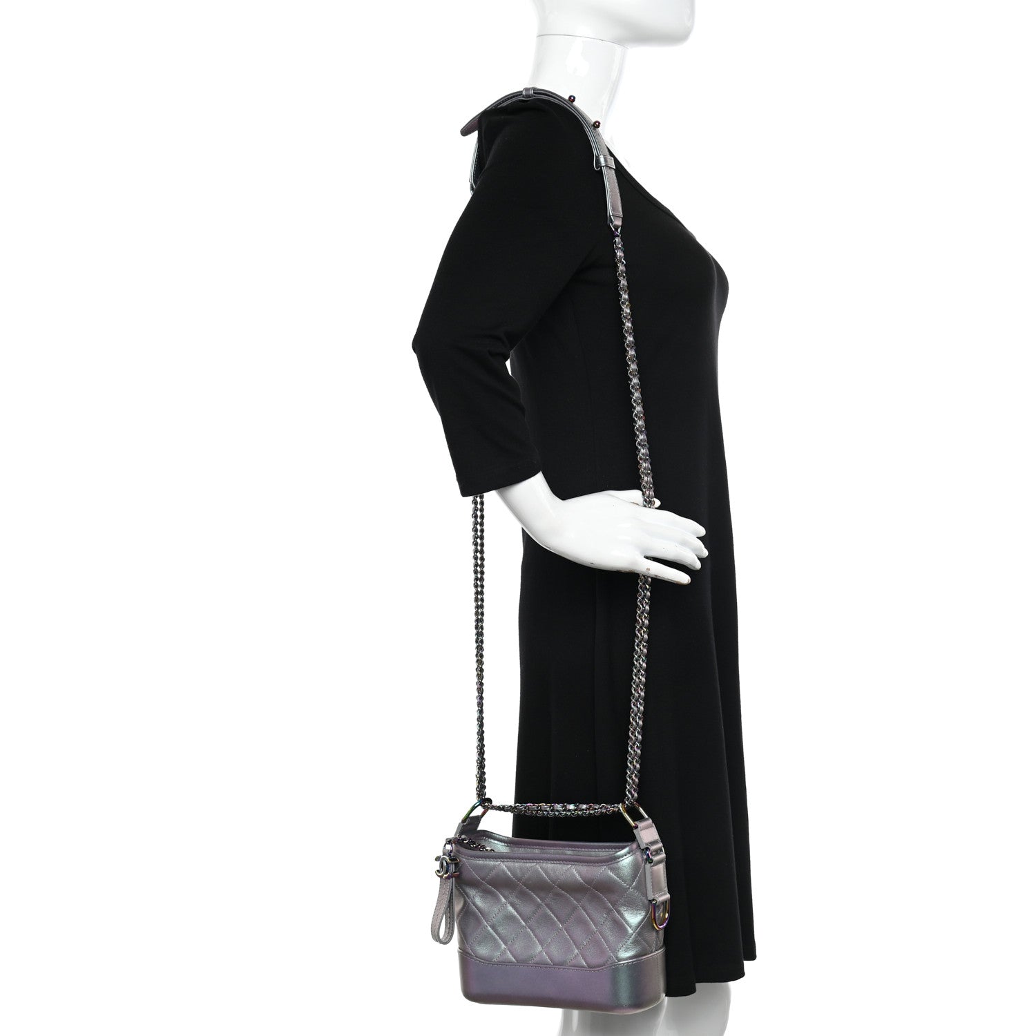 Chanel Iridescent Lambskin Calfskin Quilted Small Gabrielle Hobo Light Purple 2 of 13