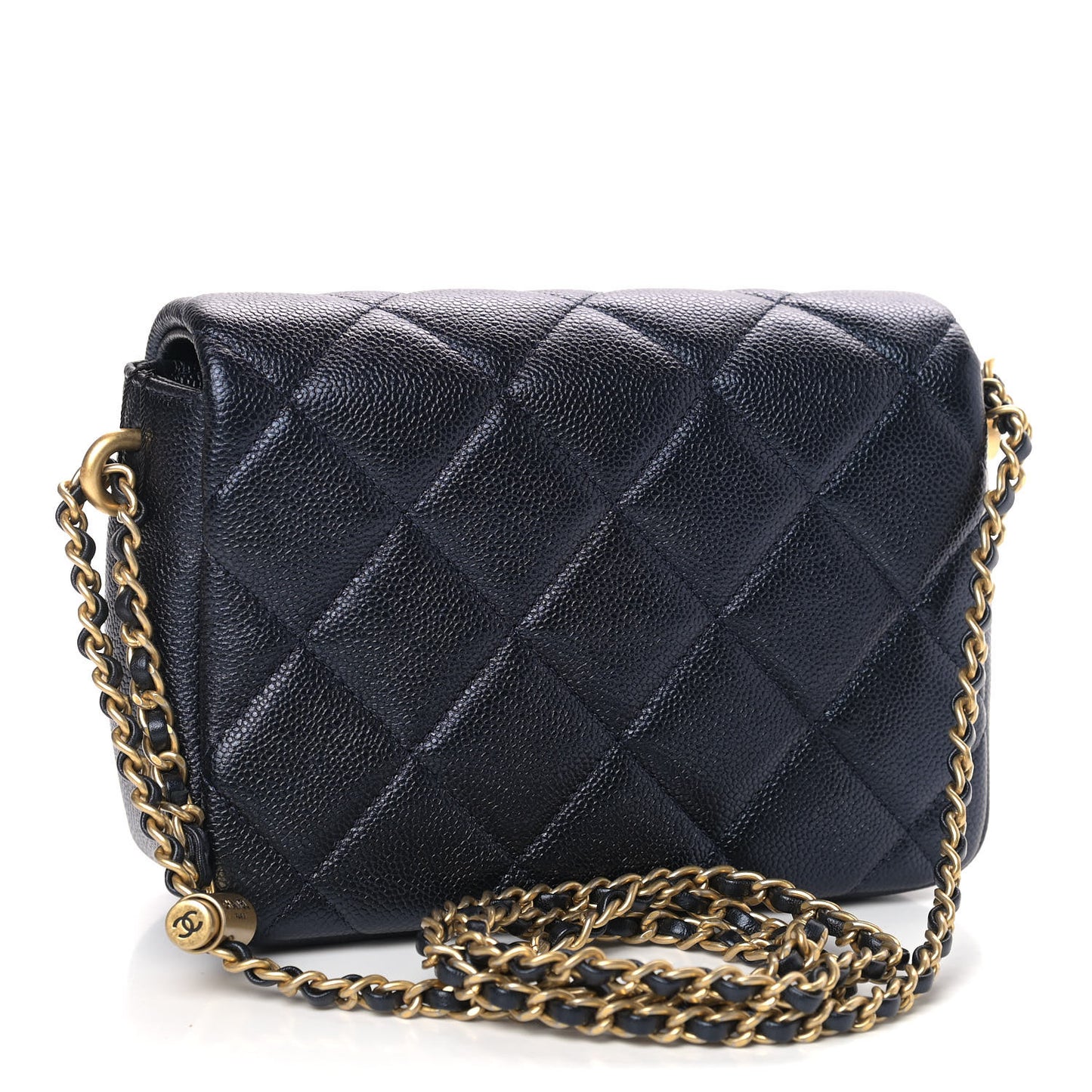 Iridescent Caviar Quilted Mini My Perfect Flap Black