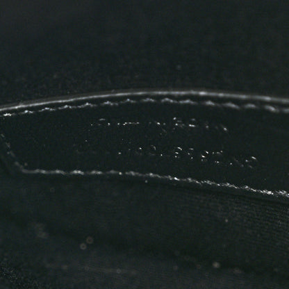 Saint Laurent Calfskin Crocodile Embossed Uptown Monogram Pouch Black 7 of 8