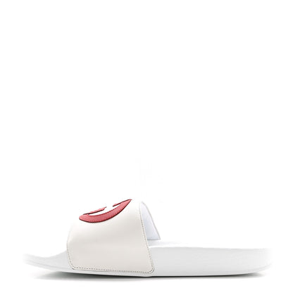 Gucci Nappa Miro Soft Calfskin Womens Interlocking G Slide Sandals 39 Great White Hibiscus Red 1 of 9