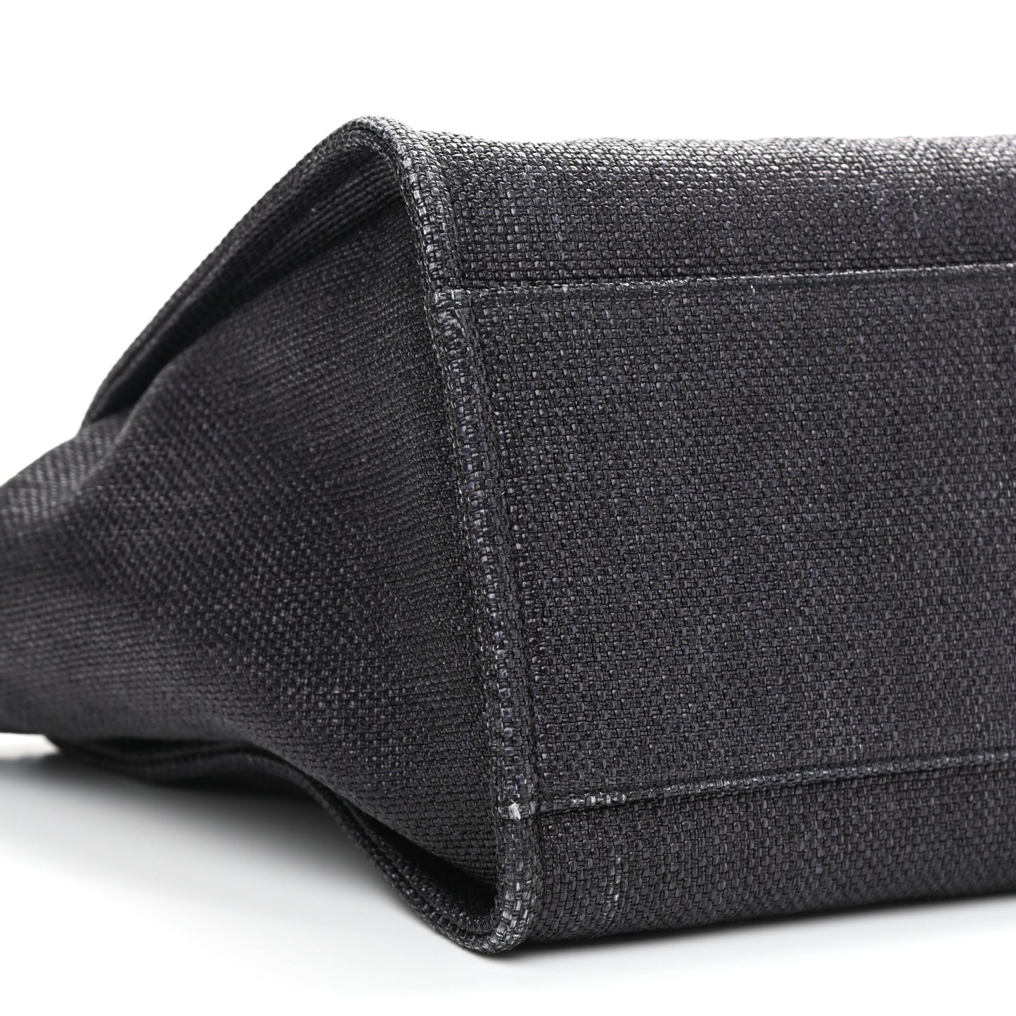 Woven Straw Raffia Medium Deauville Tote Black